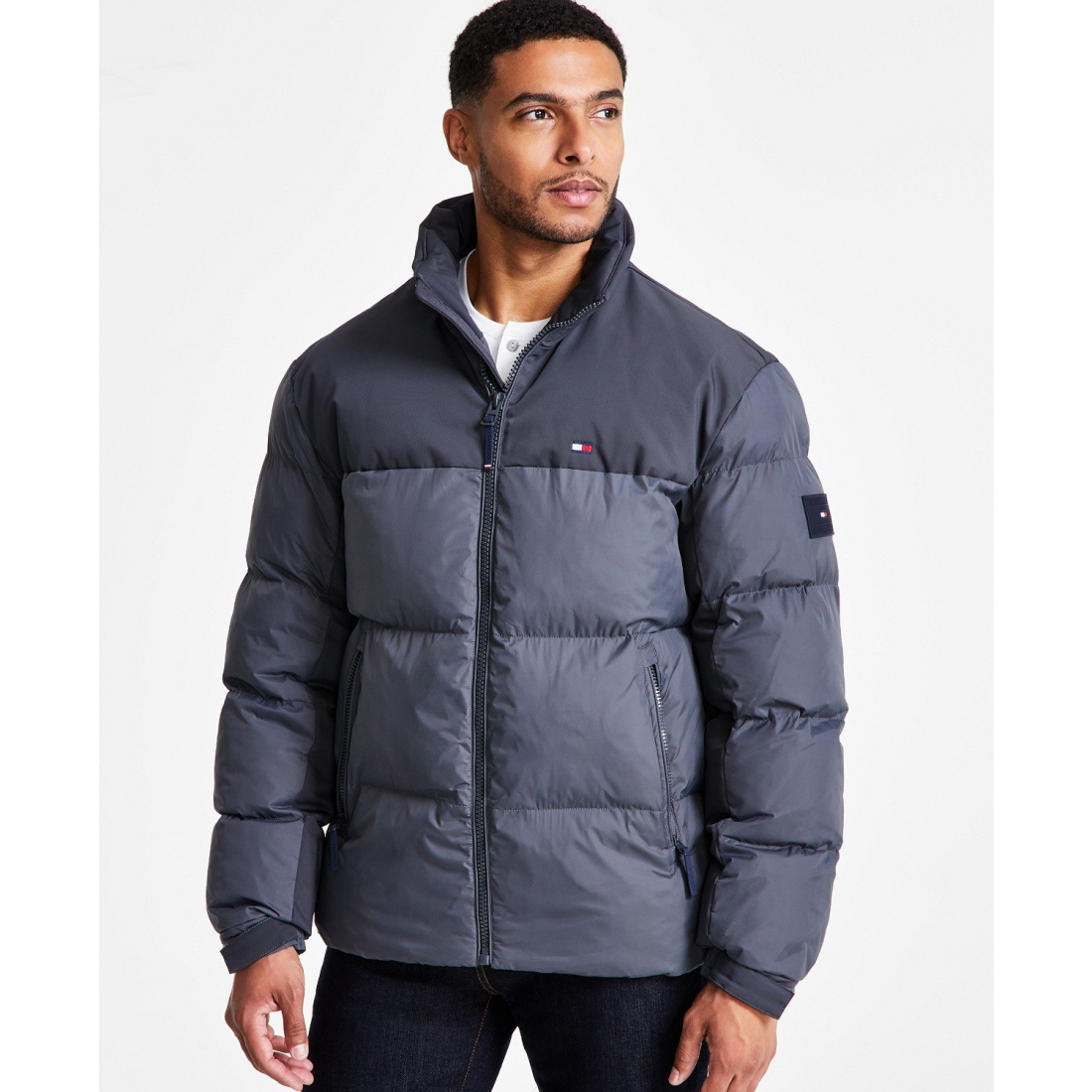 Men's Mixed-Media Puffer Jacket