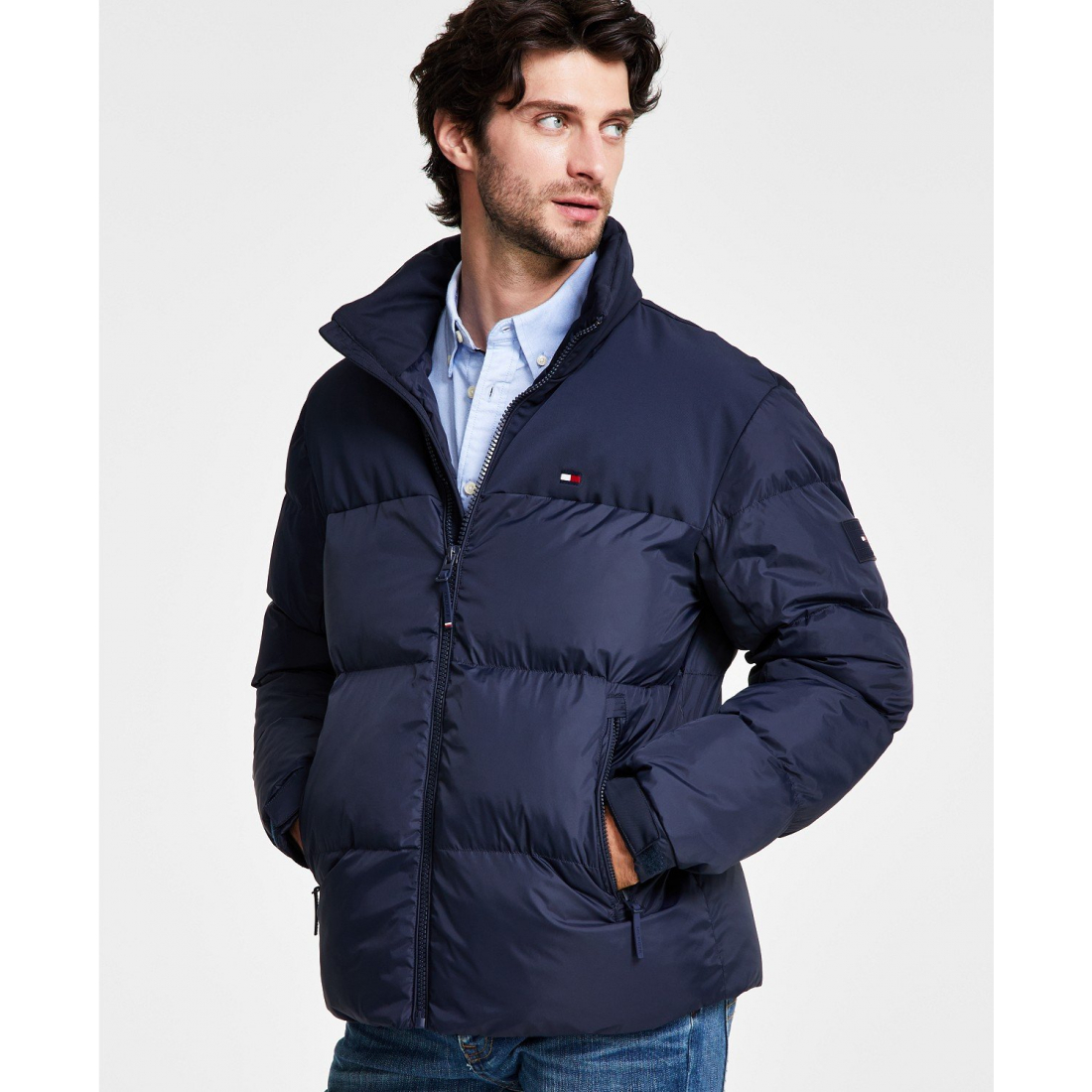 Men's Mixed-Media Puffer Jacket