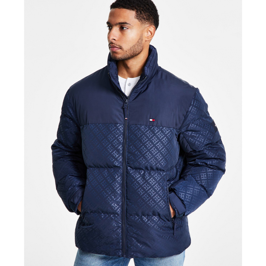 Men's Mixed-Media Puffer Jacket