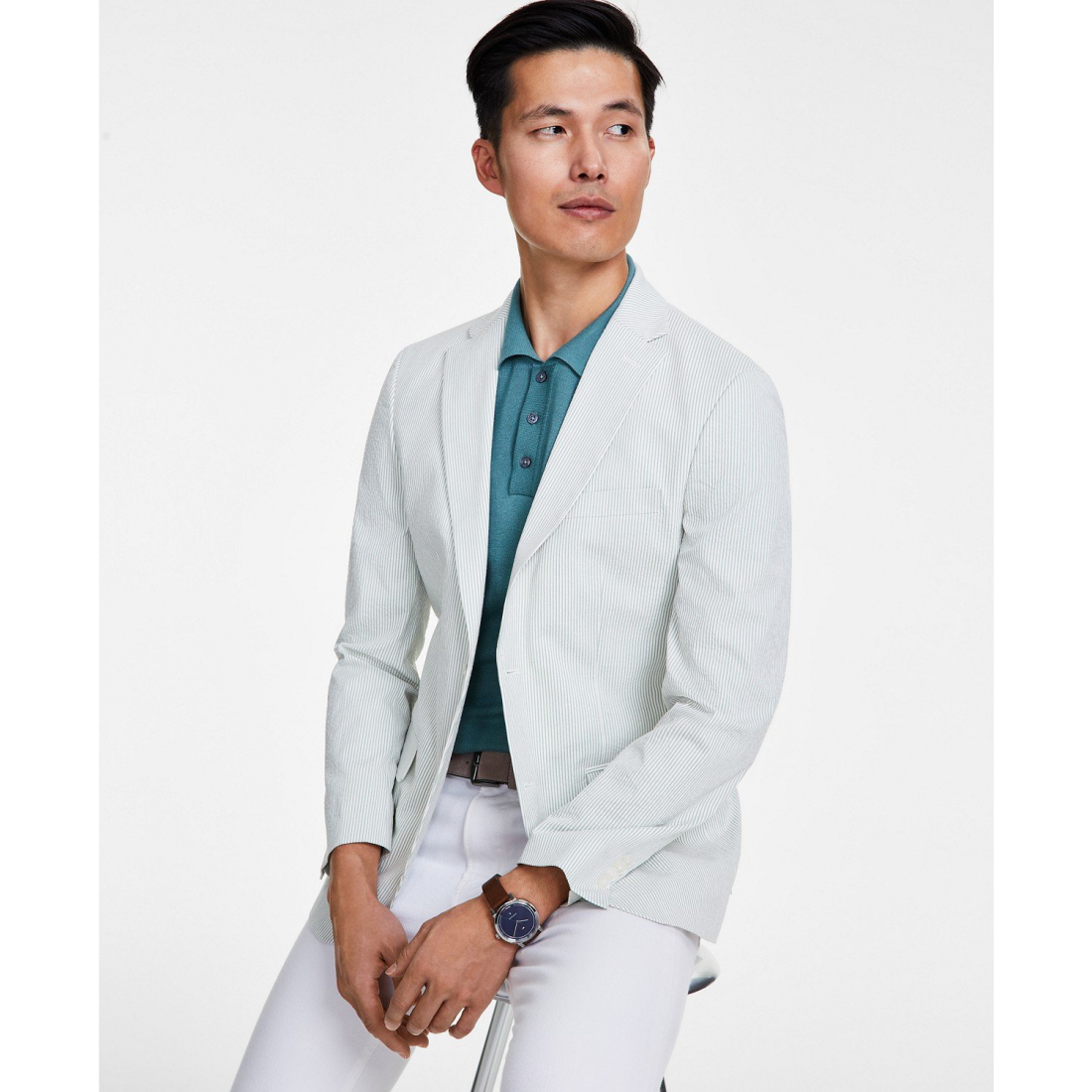 Modern-Fit Seersucker Sport Coat pour Hommes