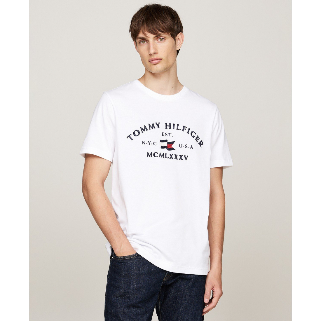 Men's Embroidered Tommy Arch Logo T-Shirt