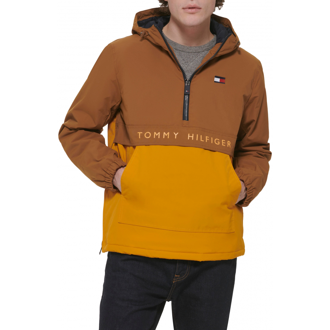 Men's Water Resistant Hooded Fleece Lined Anorak Jacket