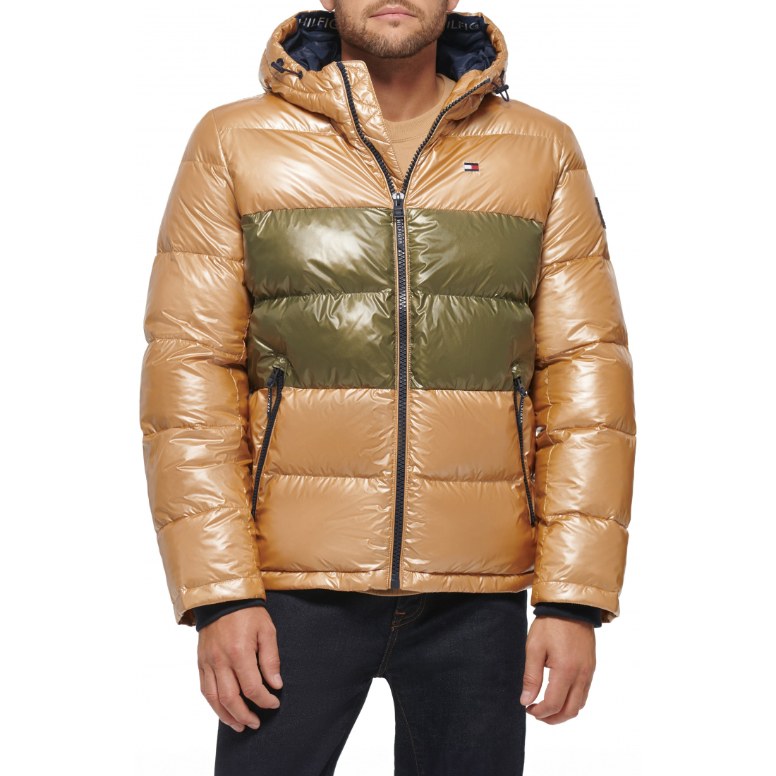 Men's Quilted Puffer Hooded Mid Length Jacket