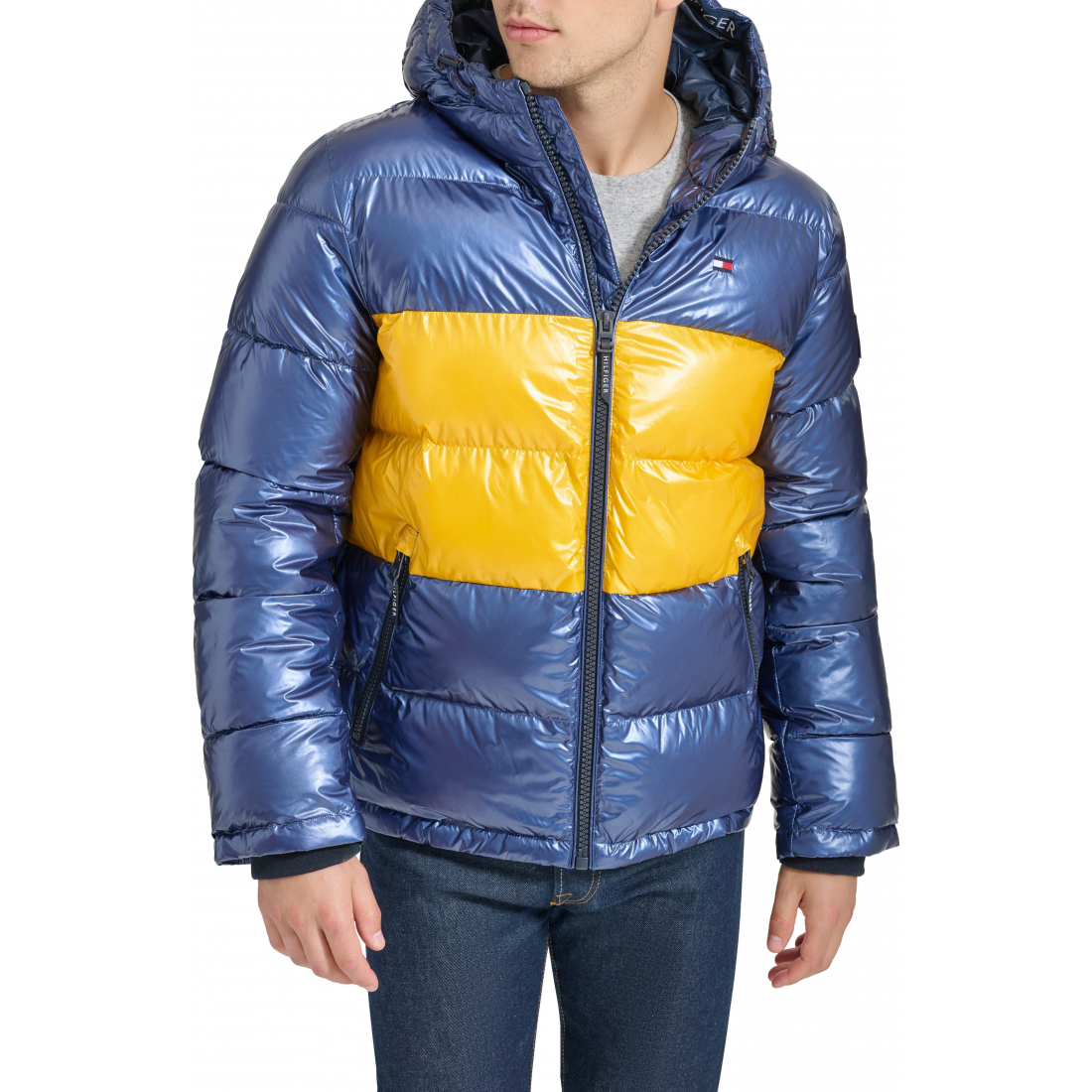 Quilted Puffer Hooded Mid Length Jacket pour Hommes