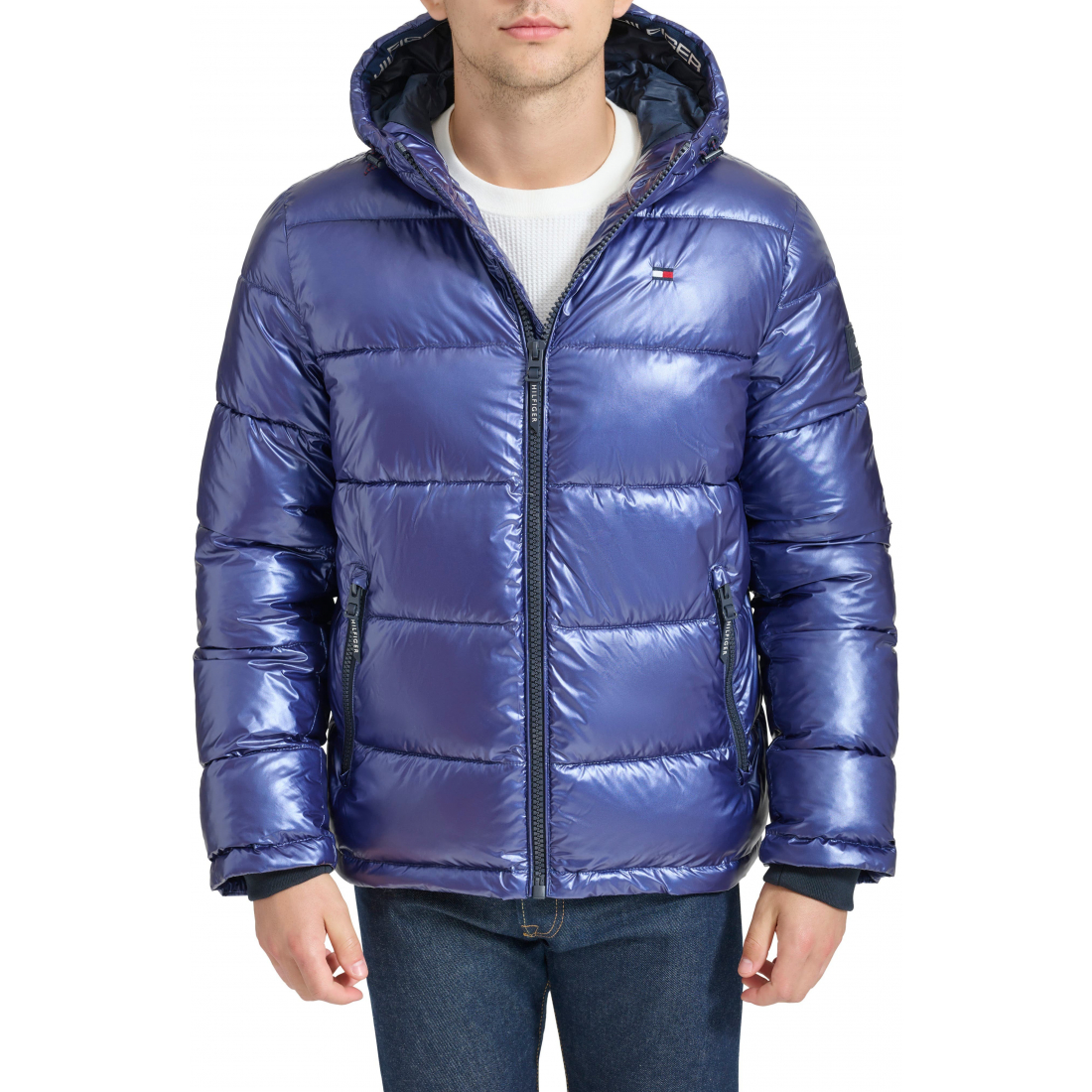 Men's Quilted Puffer Hooded Mid Length Jacket