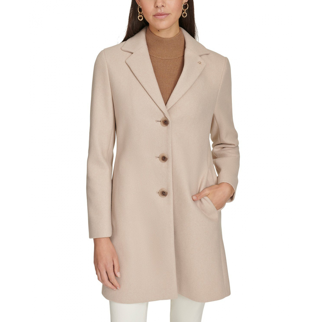 'Single-Breasted Notched-Collar Coat' pour Femmes