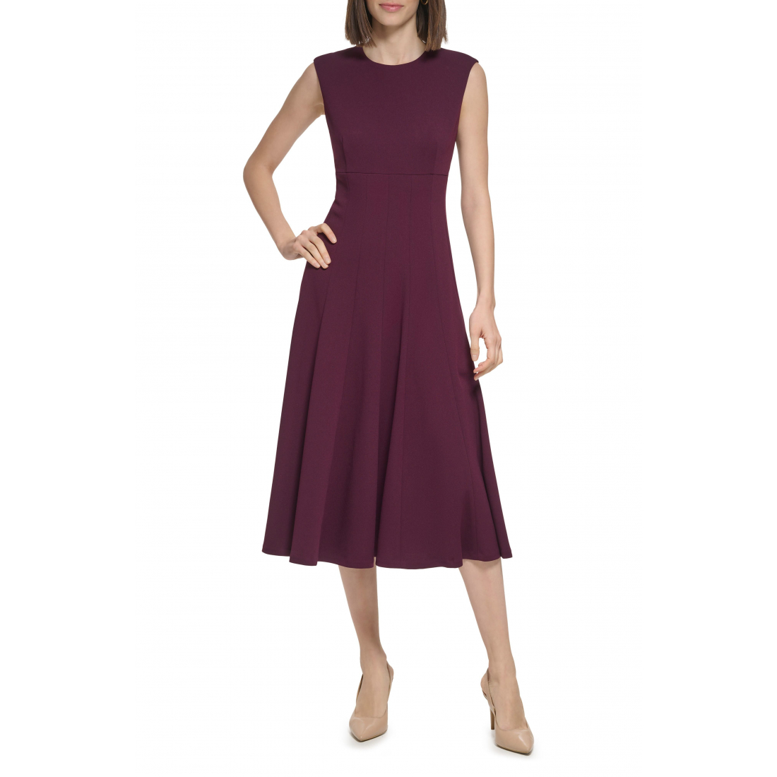 'Scuba Crepe Fit & Flare Dress' pour Femmes