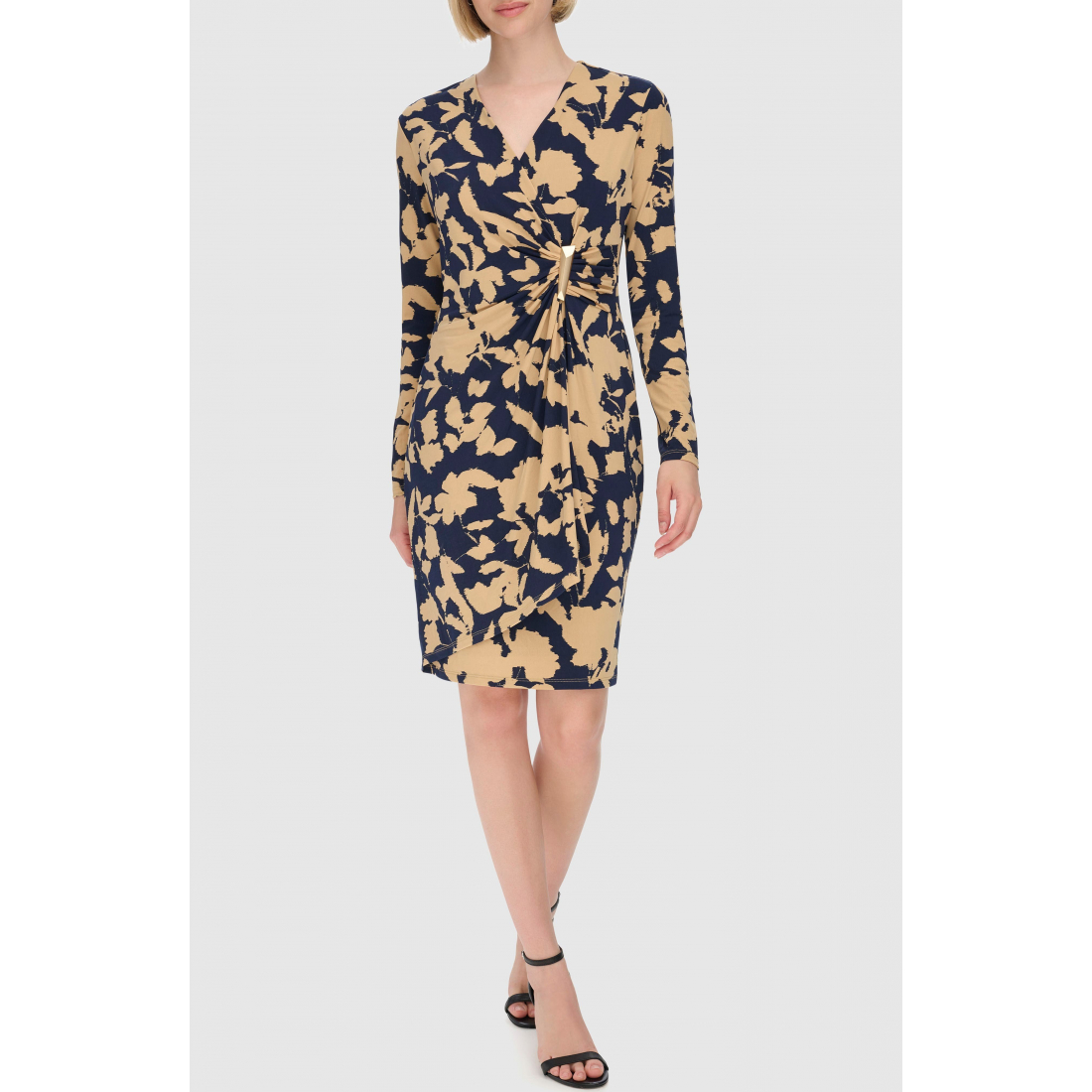 'Floral Long Sleeve Side Bar Dress' pour Femmes