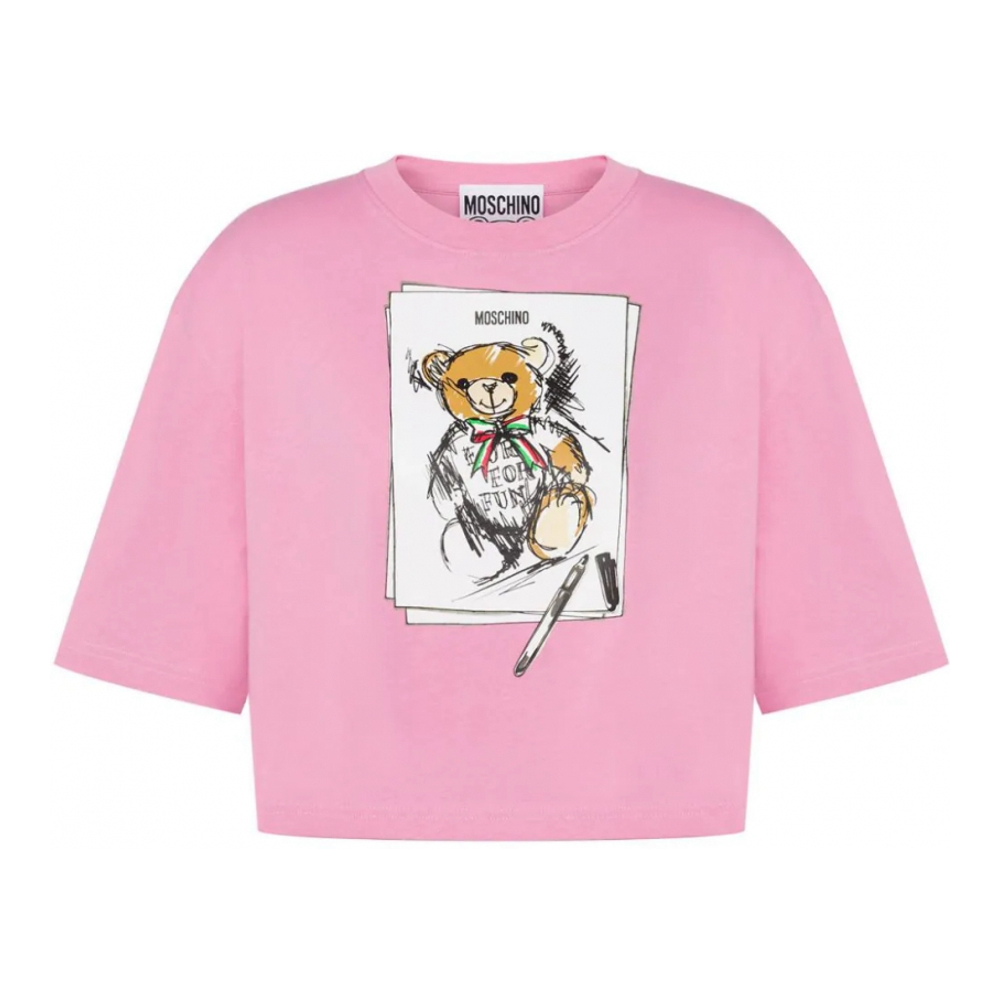 'Teddy Bear Cropped' T-Shirt für Damen