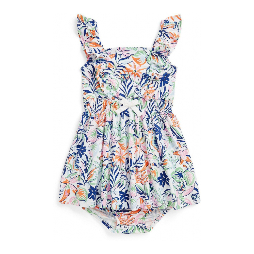 Baby Girl's 'Tropical Print Cotton Dress'