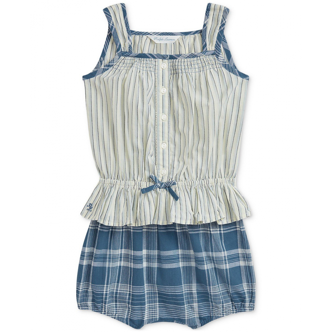 Baby Girl's 'Striped Cotton Top & Plaid Bloomer Set'