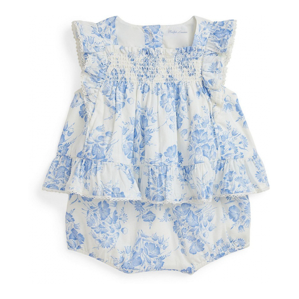 'Floral Slub Cotton Top Bloomer Set' pour Bébés filles