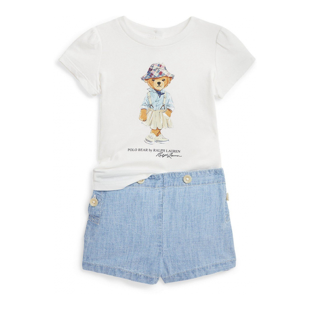 'Polo Bear Cotton Tee and Short Set' pour Bébés filles