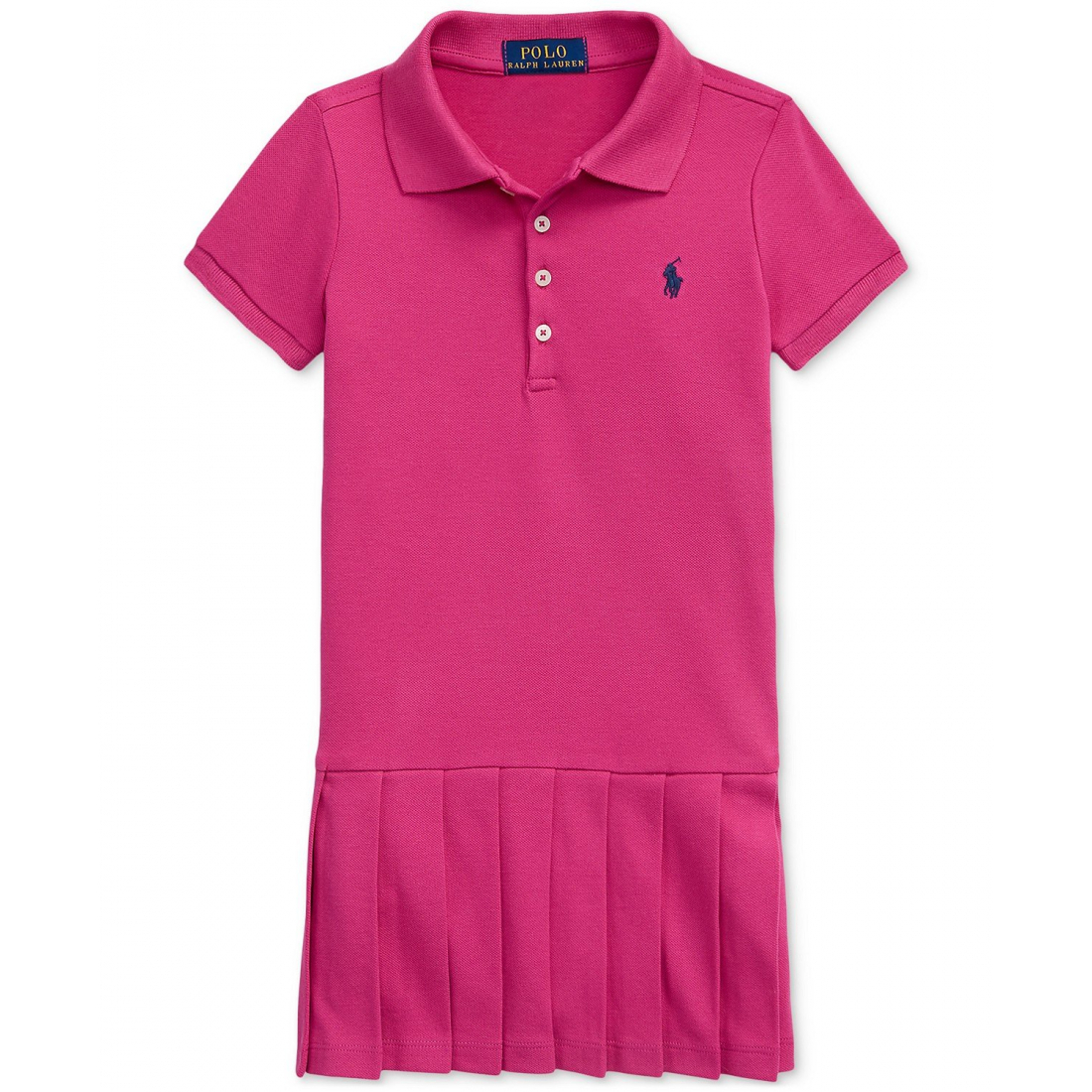 Toddler & Little Girl's 'Pleated Stretch Mesh Polo Dress'