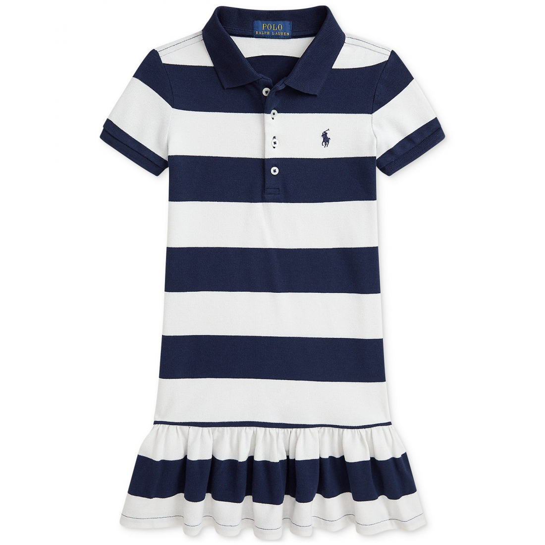 Toddler & Little Girl's 'Striped Stretch Mesh Polo Dress'