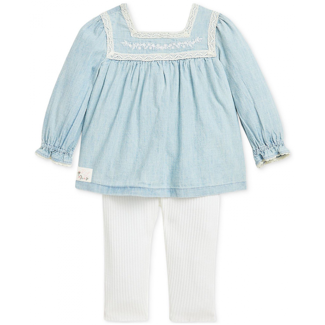 'Chambray Top & Ribbed Leggings, 2 Piece Set' pour Bébés filles