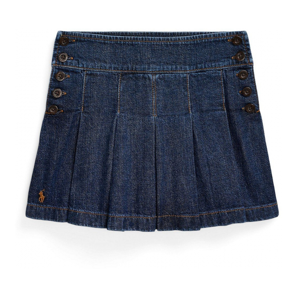 Toddler & Little Girl's 'Pleated Cotton Denim Skirt'