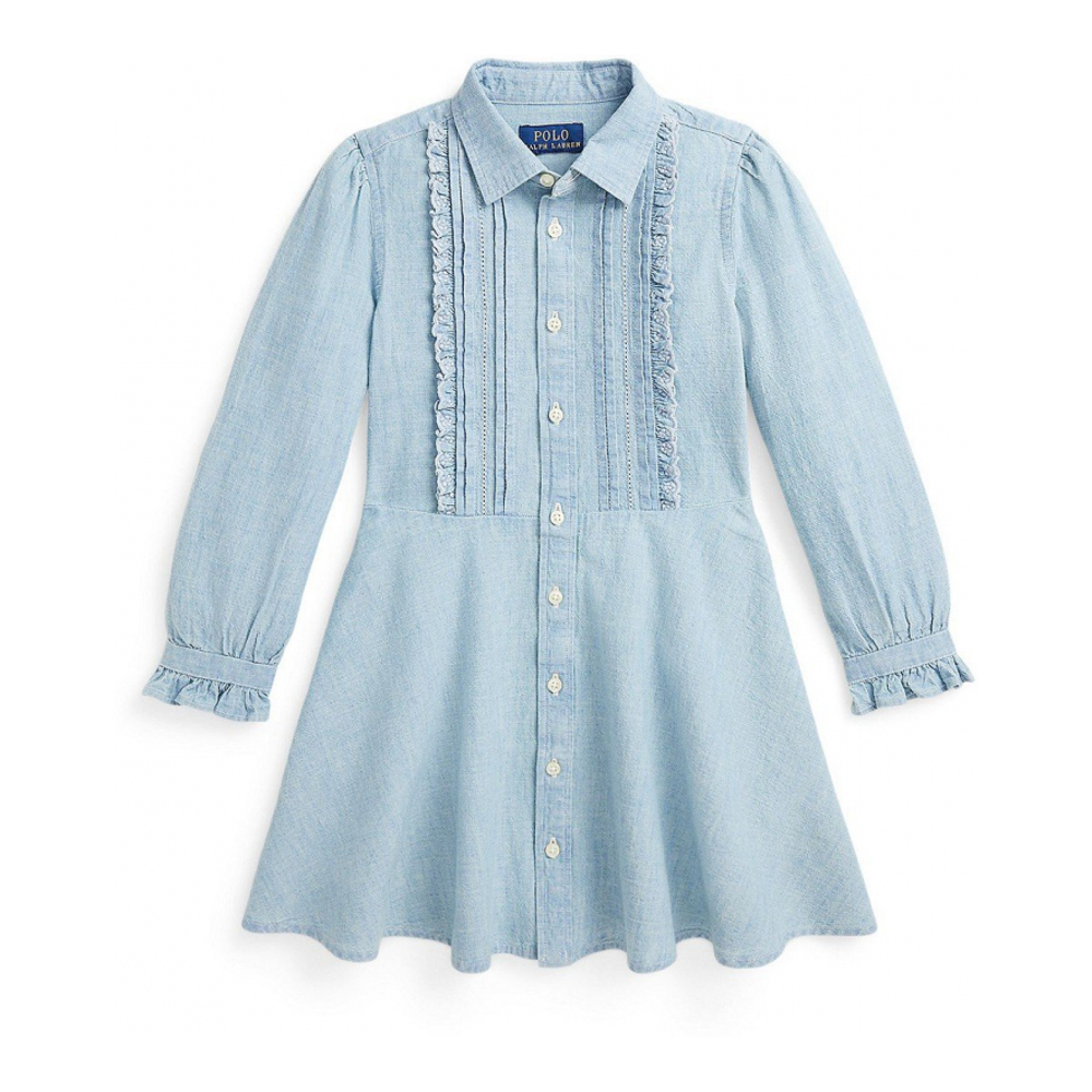 Toddler & Little Girl's 'Ruffled Cotton Chambray Dress'