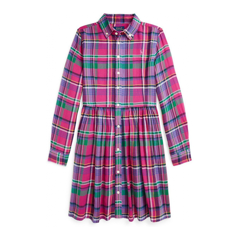 Toddler & Little Girl's 'Plaid Cotton Twill Shirtdress'