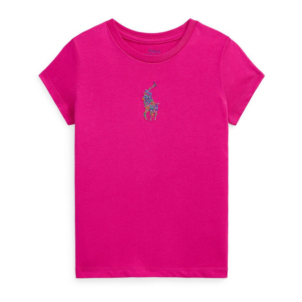 'Floral Big Pony Cotton Jersey Tee' pour Bambins & petites filles