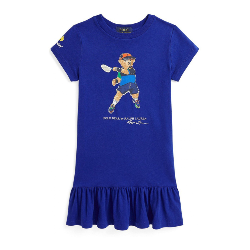 Toddler & Little Girl's 'US Open Polo Bear Cotton Tee Dress'