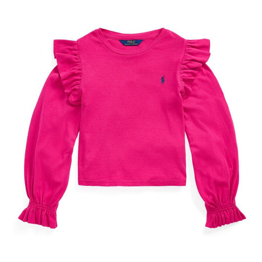 Toddler & Little Girl's 'Ruffled Cotton-Modal Long-Sleeve Top'