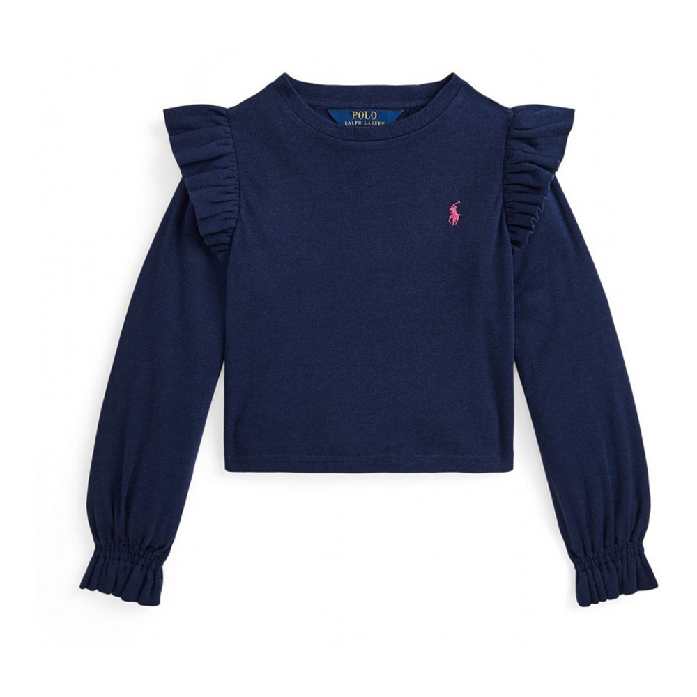 Toddler & Little Girl's 'Ruffled Cotton-Modal Long-Sleeve Top'