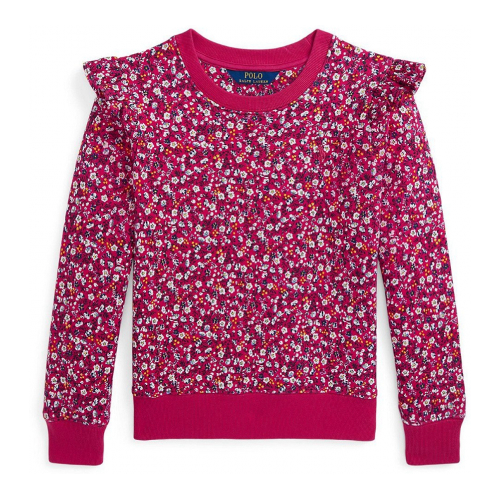 'Floral Ruffled Fleece Sweatshirt' pour Grandes filles