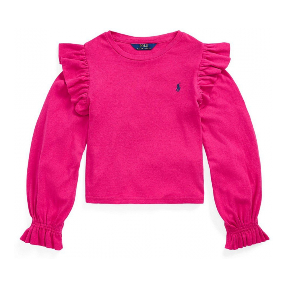 'Ruffled Cotton-Modal Long-Sleeve Top' pour Grandes filles