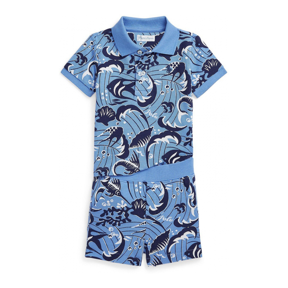 'Reef Print Cotton Polo Shirt and Shorts Set' pour Bébés garçons