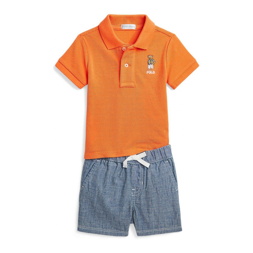 'Polo Bear Cotton Polo Shirt and Shorts Set' pour Bébés garçons