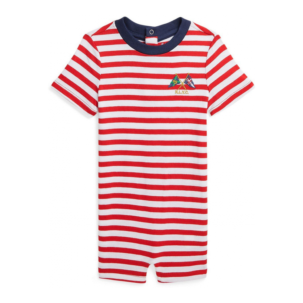 'Striped Cotton Jersey Shortall' pour Bébés garçons