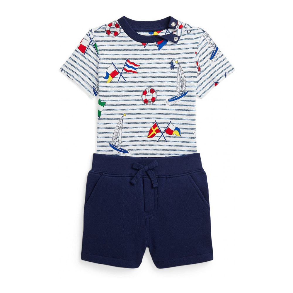 'Flag Print Jersey Tee and Fleece Short Set' pour Bébés garçons