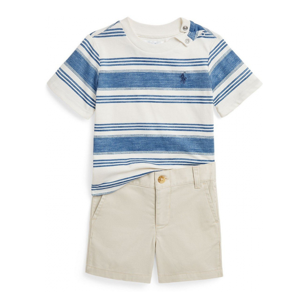 'Striped Jersey Tee and Chino Short Set' pour Bébés garçons