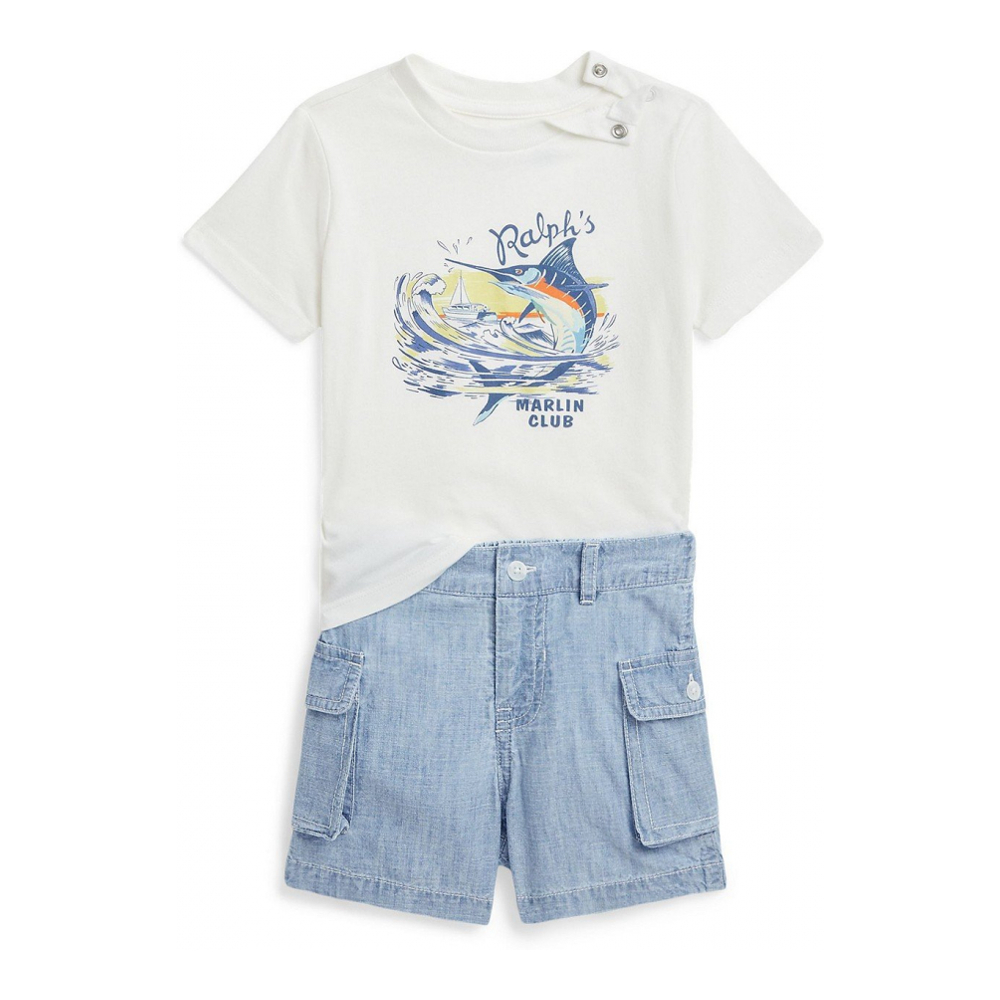 'Jersey Graphic Tee and Chambray Short Set' pour Bébés garçons