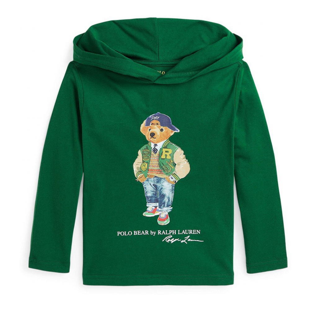 Toddler & Little Boy's 'Polo Bear Cotton Jersey Hooded Tee'