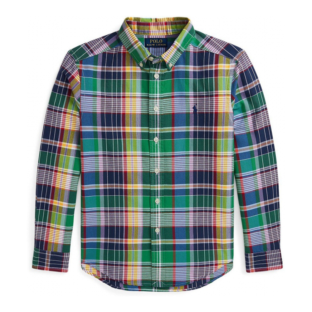 'Plaid Cotton Oxford Shirt' pour Grands garçons