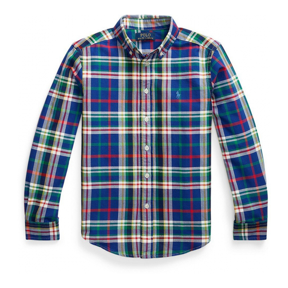 'Plaid Cotton Oxford Shirt' pour Grands garçons