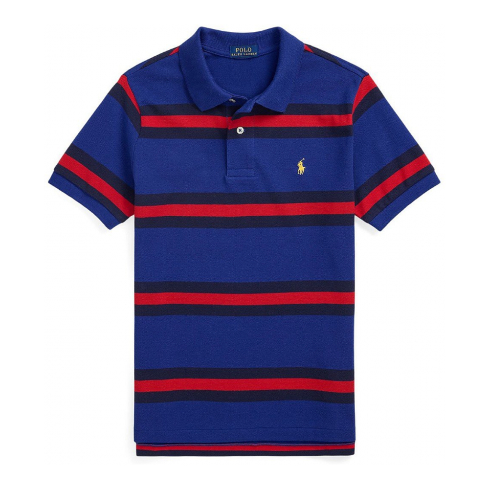 'Striped Cotton Mesh Polo Shirt' pour Grands garçons