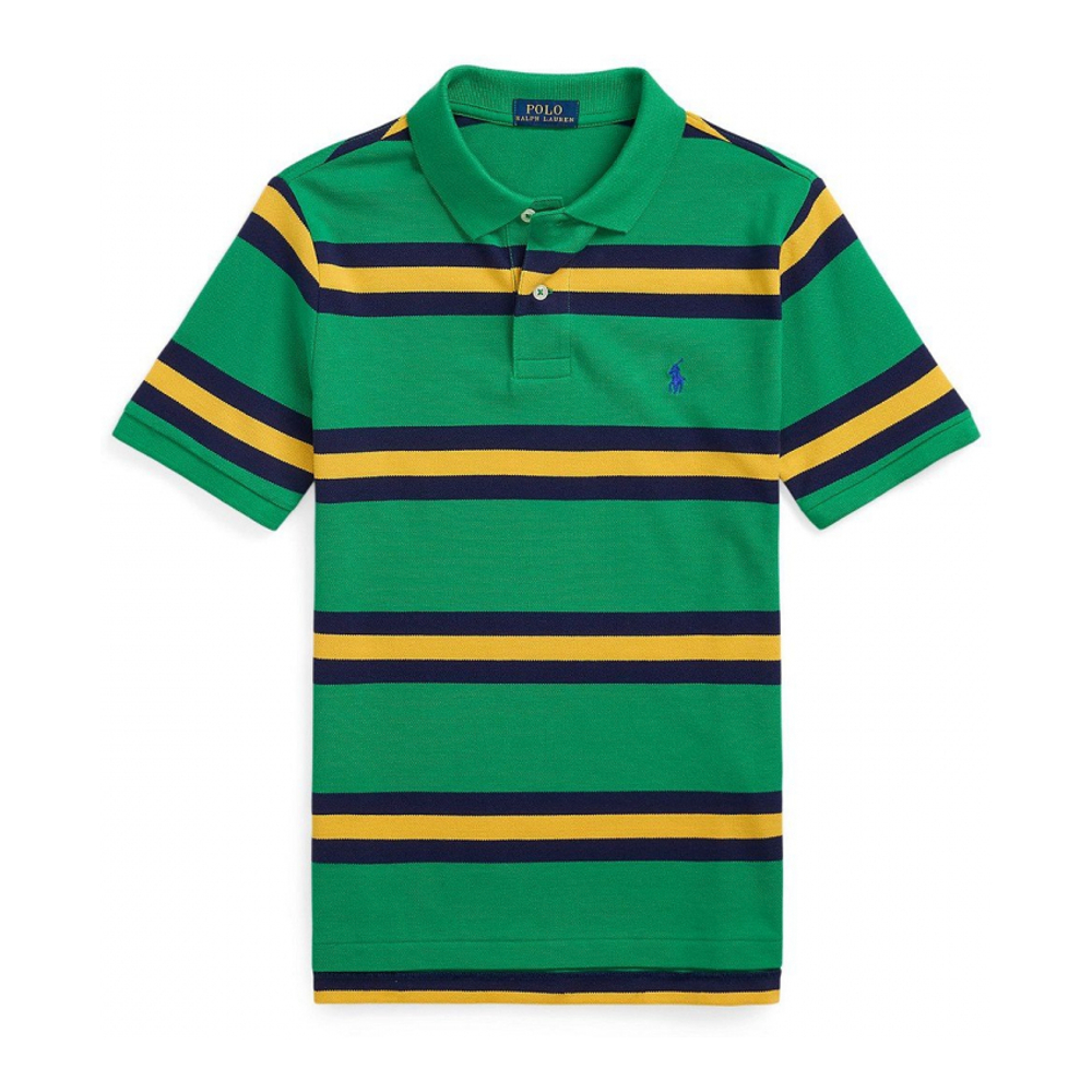 'Striped Cotton Mesh Polo Shirt' pour Grands garçons