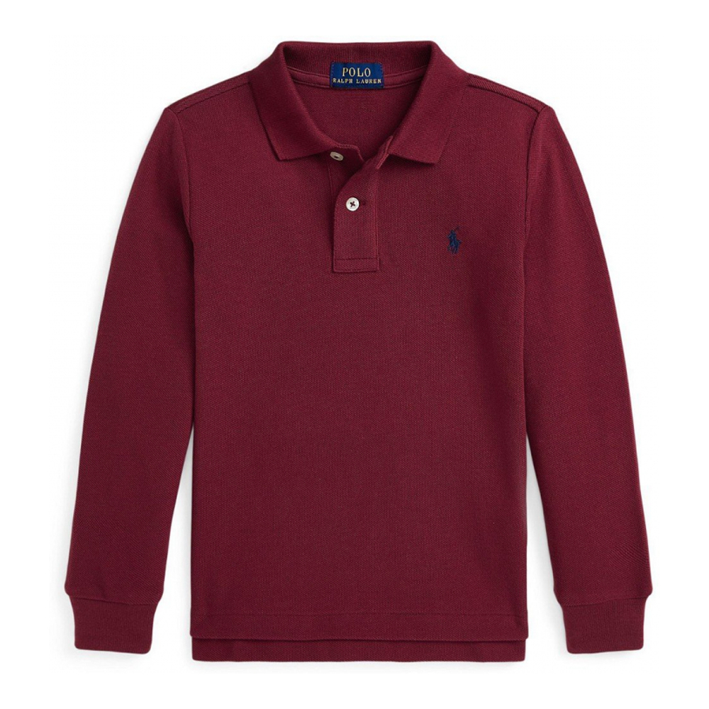 'Cotton Mesh Long-Sleeve Polo Shirt' pour Enfant et petit garçon