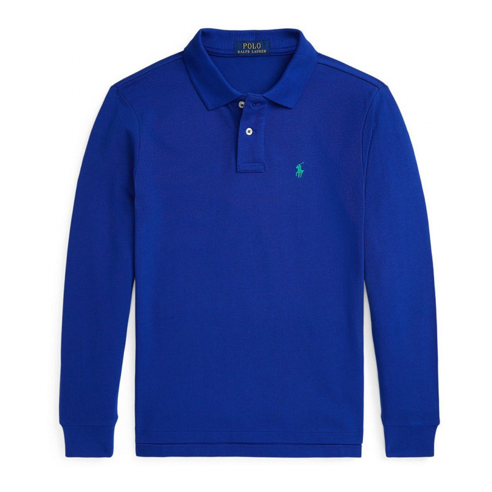 'Cotton Mesh Long-Sleeve Polo Shirt' pour Grands garçons