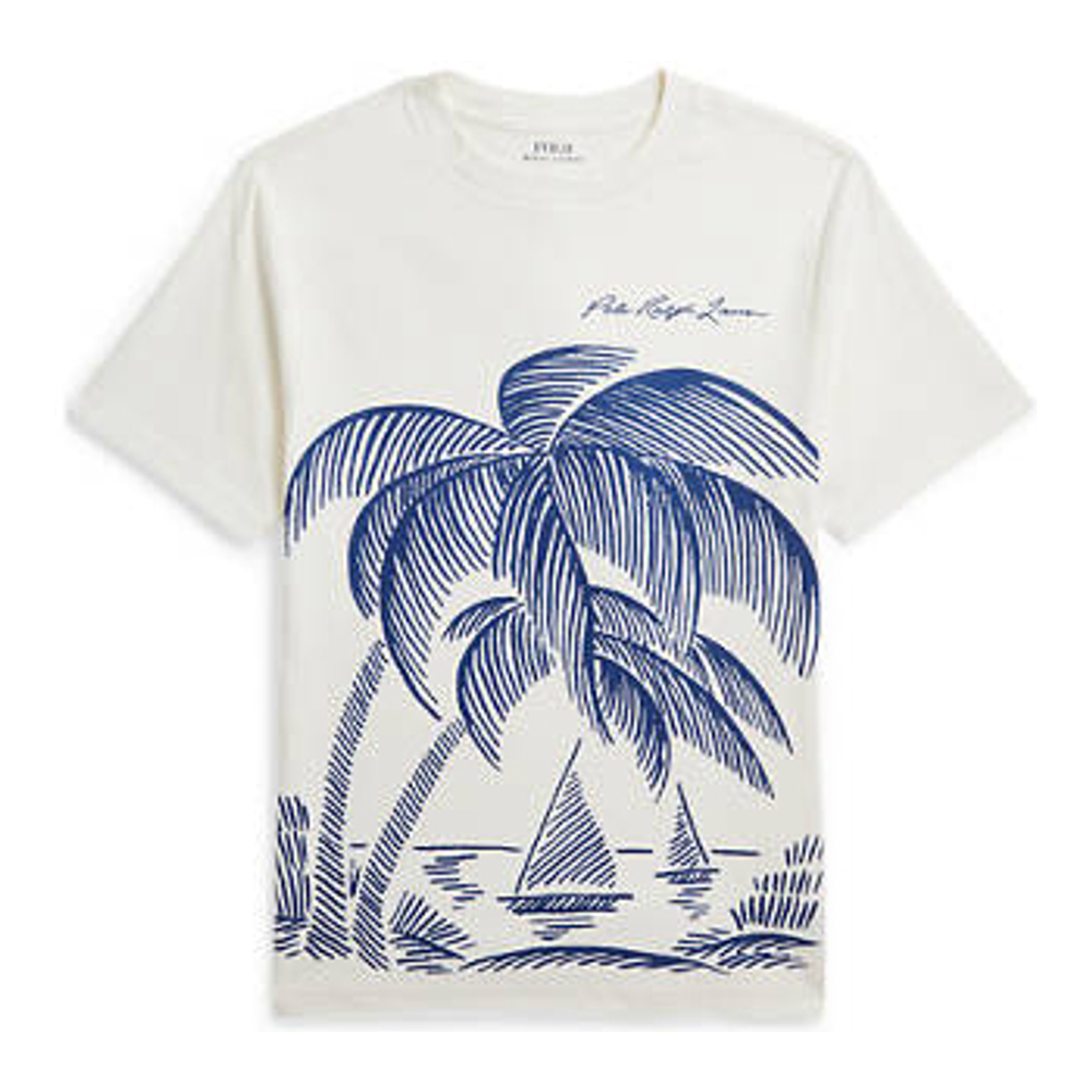 'Beach Print Cotton Jersey Graphic T-Shirt' pour Grands garçons