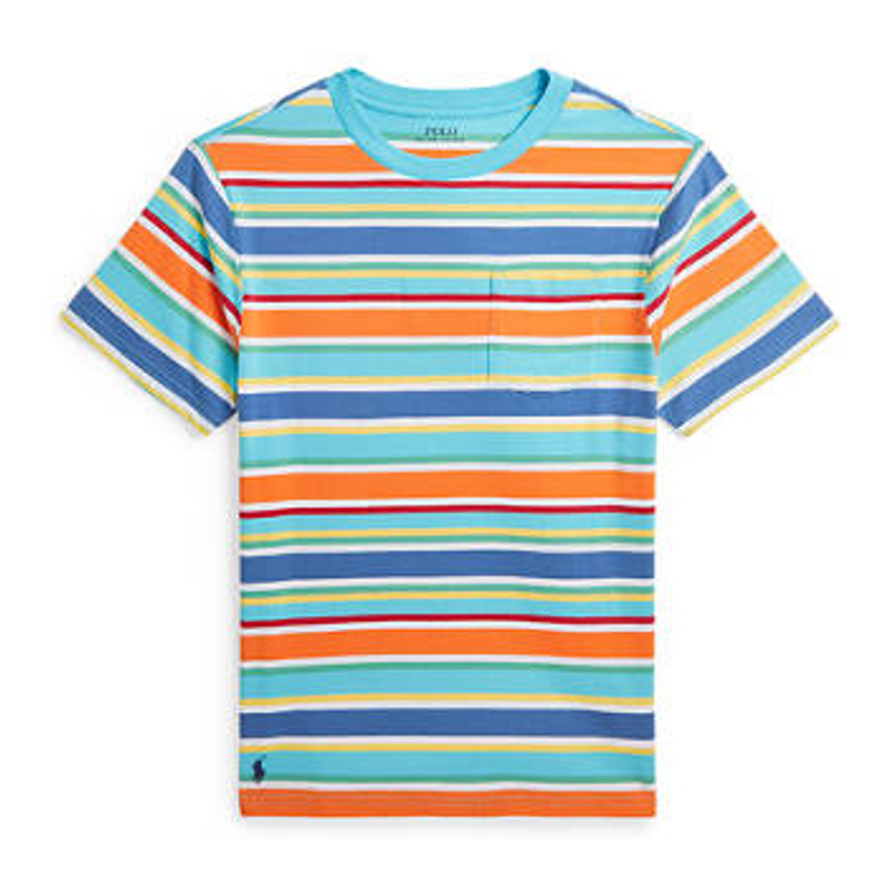 'Striped Cotton Jersey Pocket T-Shirt' pour Grands garçons