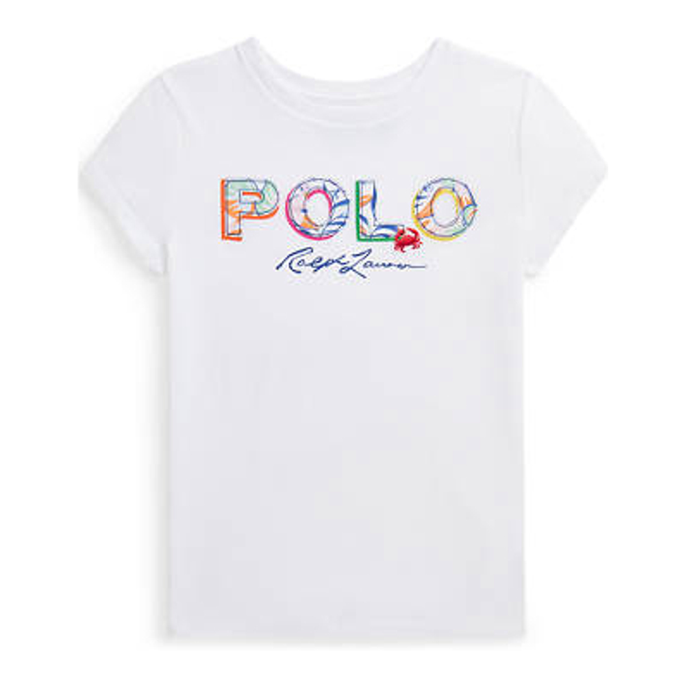 'Tropical Logo Cotton Jersey T-Shirt' pour Petites filles