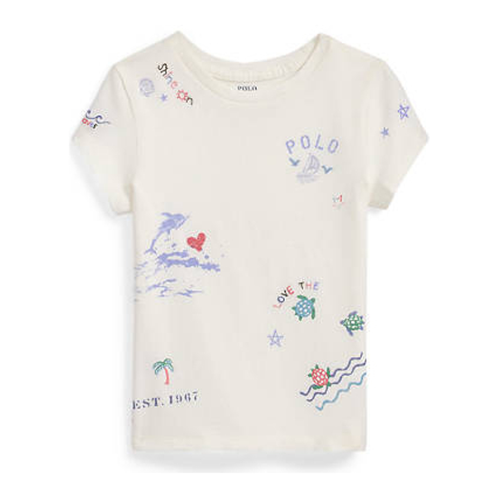 'Cotton Jersey Graphic T-Shirt' pour Petites filles