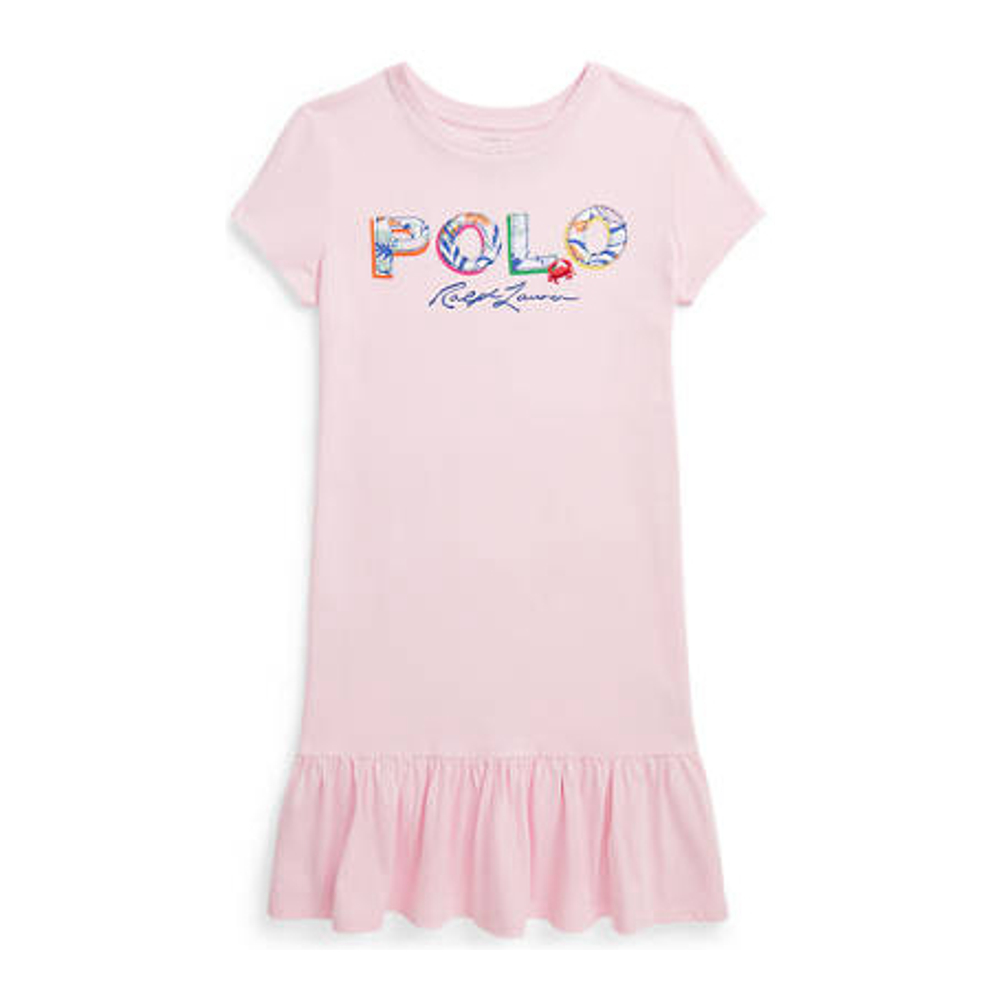 'Tropical Logo Cotton Jersey T-Shirt Dress' pour Grandes filles