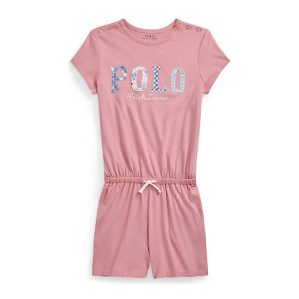 'Mixed Logo Cotton Jersey Romper' pour Grandes filles