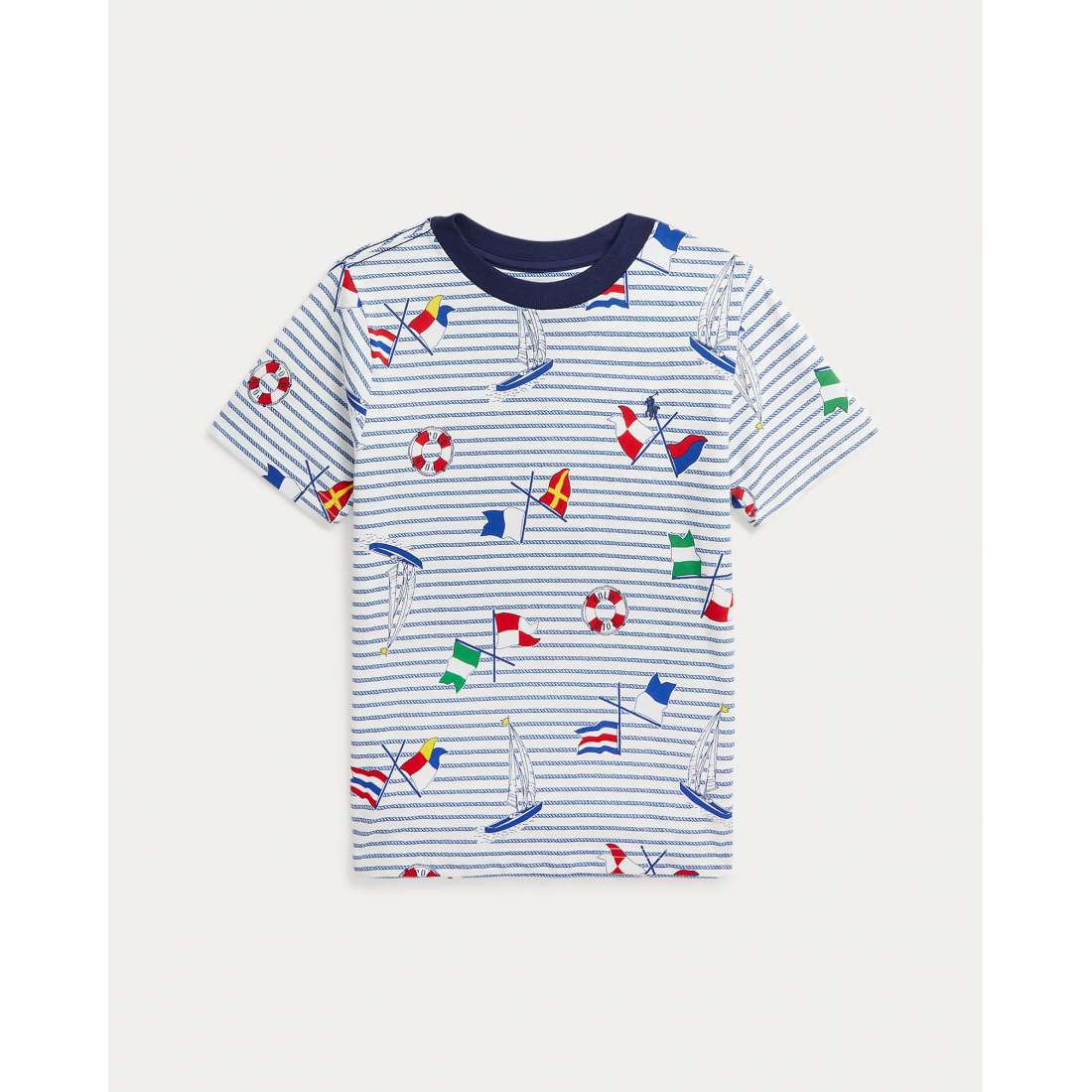 'Sailing-Print Striped Cotton Jersey Tee' pour Petits garçons