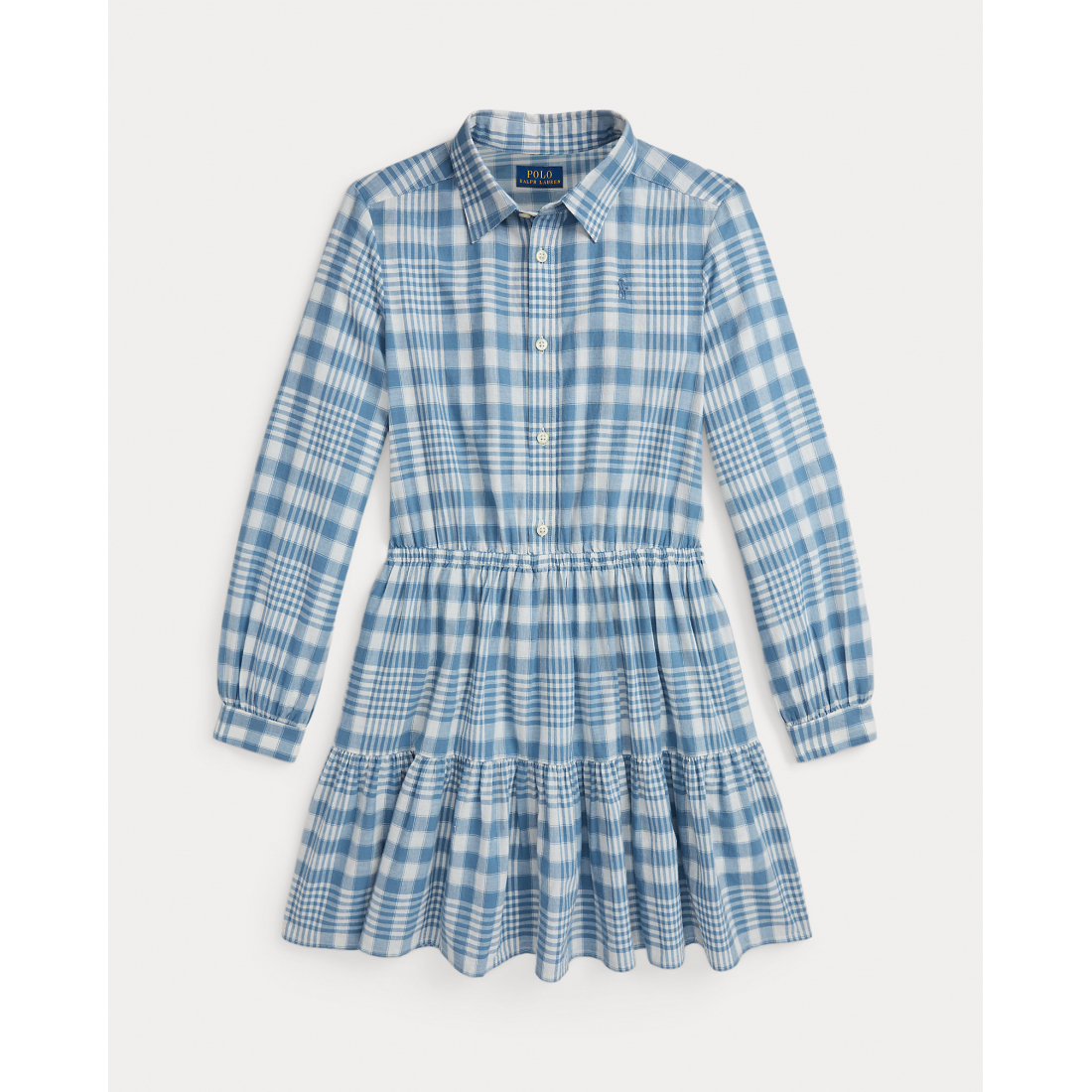 Big Girl's 'Gingham Cotton Madras Shirtdress'